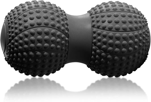 Peanut Massage Ball for Deep Tissue, Trigger Point Therapy, Myofascial Release – Double Lacrosse Foam Roller for Back, Neck, Foot, Muscle Relief, Yoga & Physical Recovery (Black)