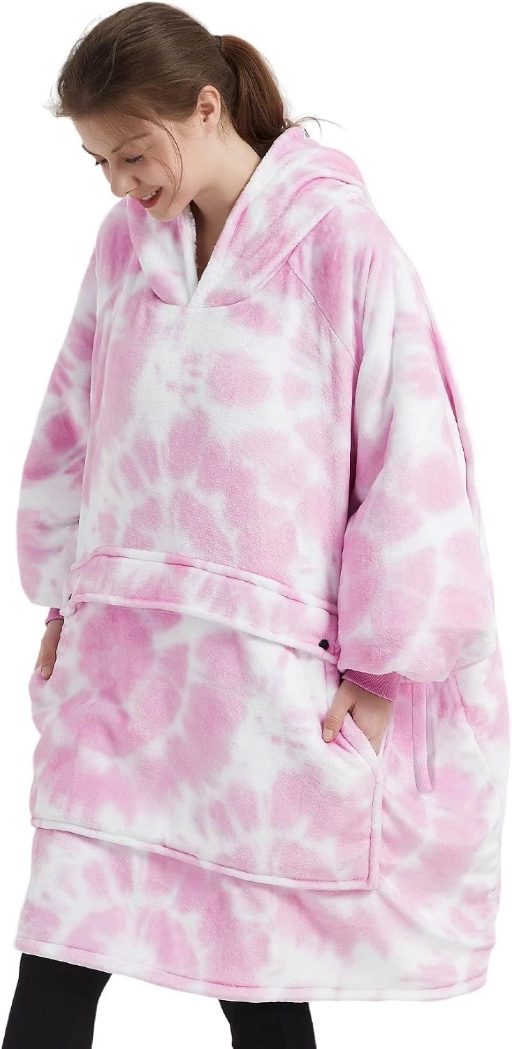 KFUBUO Wearable Blanket Hoodie for Adults Sherpa All Patterns Cat Oversized Sweatshirt Blanket with Pockets for Women