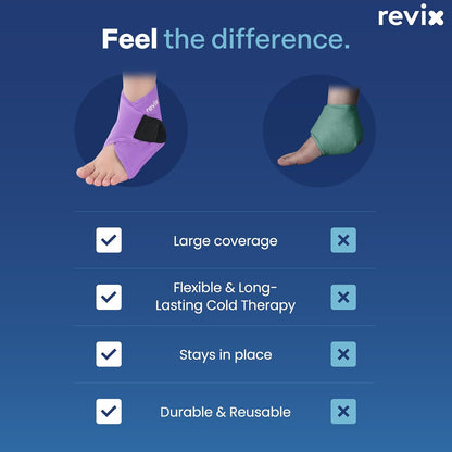 REVIX Ankle Ice Pack Wrap for Plantar Fasciitis & Foot Pain Relief, Reusable Gel Cold Compress Wrap for Feet Swelling, Achilles Tendonitis, and Sprained Ankles Recovery