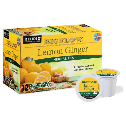 Bigelow Tea Lemon Ginger Herbal K-Cup Pods, 12 Count (Pack of 6)
