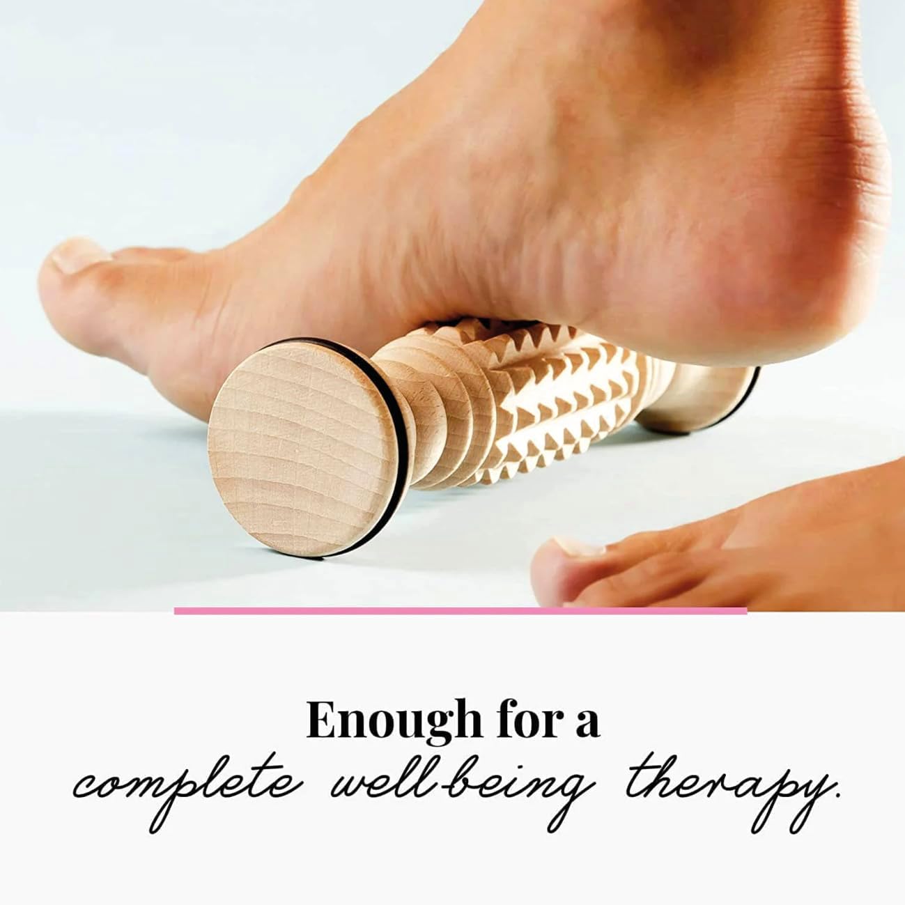 tuuli Wooden Foot Massager, Grooved Muscle Roller, Helps Ease Muscle Tension and Improve Blood Circulation, Natural Wood Therapy Massage Tools for Feet (M)