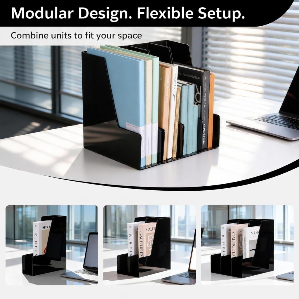 CiWiVOKi Vertical File Holder, PET Desk Organizer, Black