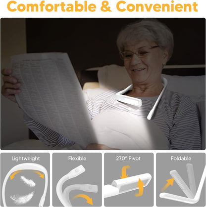 Reading Light, Rechargeable Neck Light, Stepless Dimming Book Light