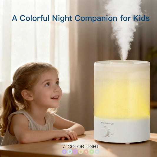 MEGAWISE 3.5L Quiet Humidifier, 7-Color Light, Auto Shut-Off, Cool Mist