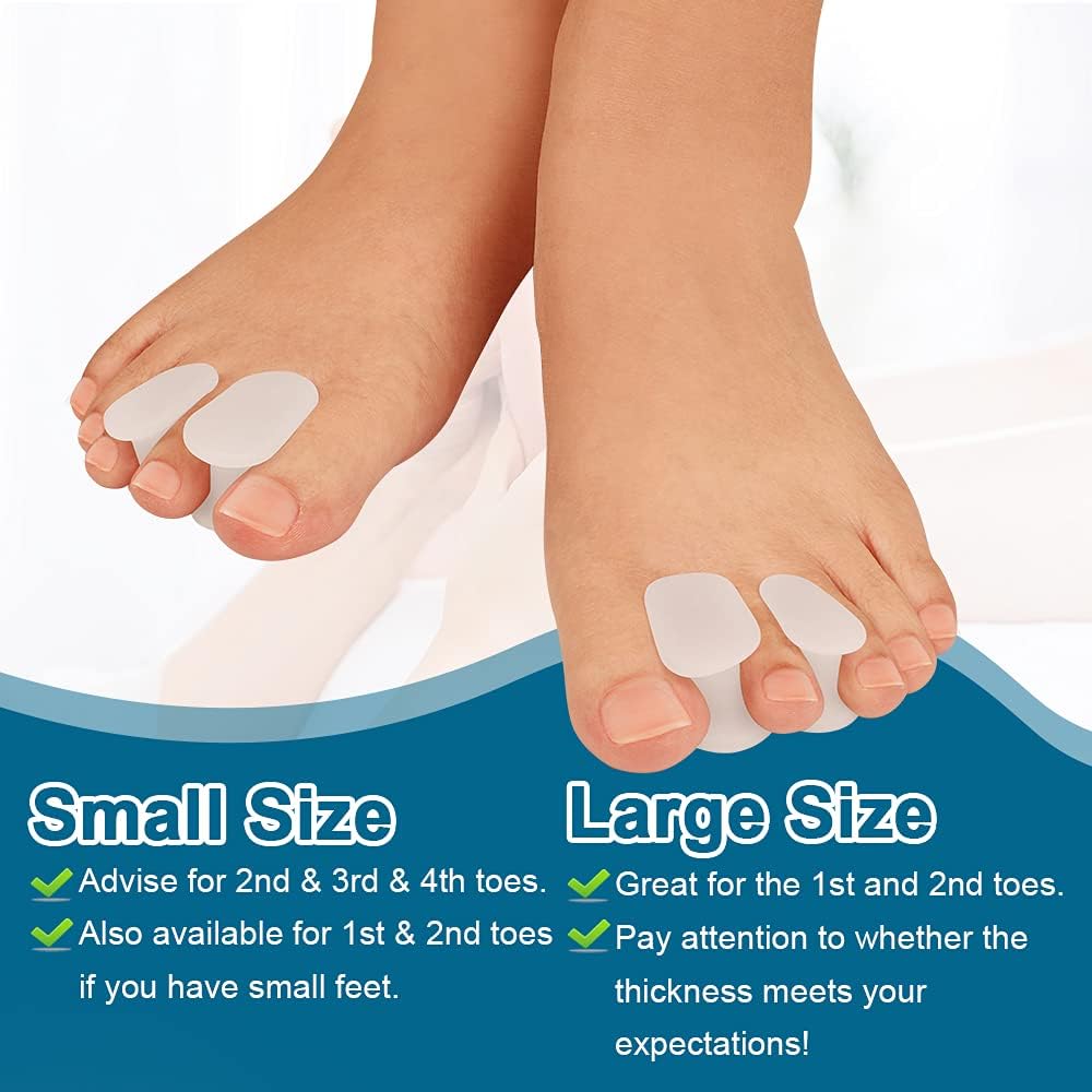 Povihome 6 Pack Gel Toe Spacer Separators(0.6'' Thick), Bunion Corrector for Overlapping Toe (1st/2nd Toe), Silicone Toe Spacers with Soft Gel Lining for Hallux & Bunion Pain Relief