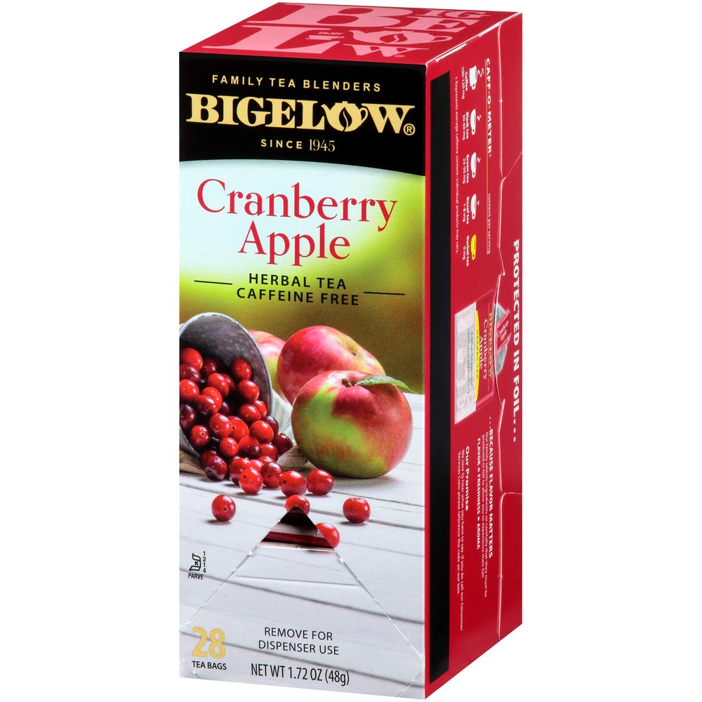 Bigelow Cranberry Apple Herbal Tea Bags 28-Count Box (Pack of 1) Cranberry Apple Hibiscus Flavored Herbal Tea Bags All Natural Non-GMO