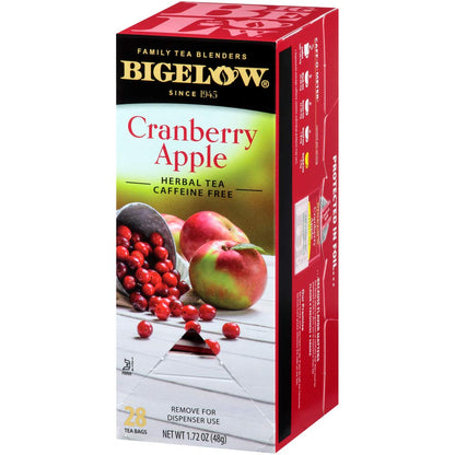Bigelow Cranberry Apple Herbal Tea Bags 28-Count Box (Pack of 1) Cranberry Apple Hibiscus Flavored Herbal Tea Bags All Natural Non-GMO