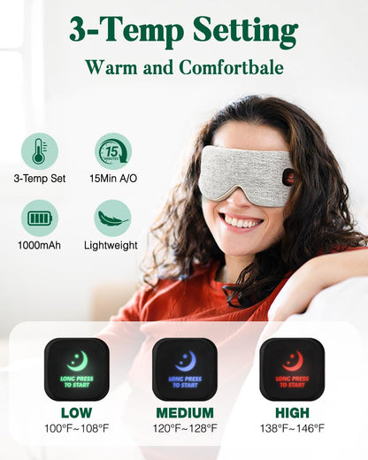 YoanYouth Heated Eye Mask for Dry Eyes, FSA Eligible HSA, Cordless Warm Compress for Eyes, Light Blocking Eye Heating Pad, Styes, Sleep, Cover Washable, Rechargeable, Light Blue