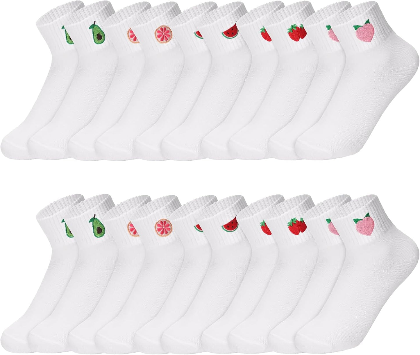 Eurzom 10 Pairs Socks Womens Crew Elastic Ankle Length Cotton Socks Aesthetic Cute Lightweight Low Cut Gifts for Women - Colors A