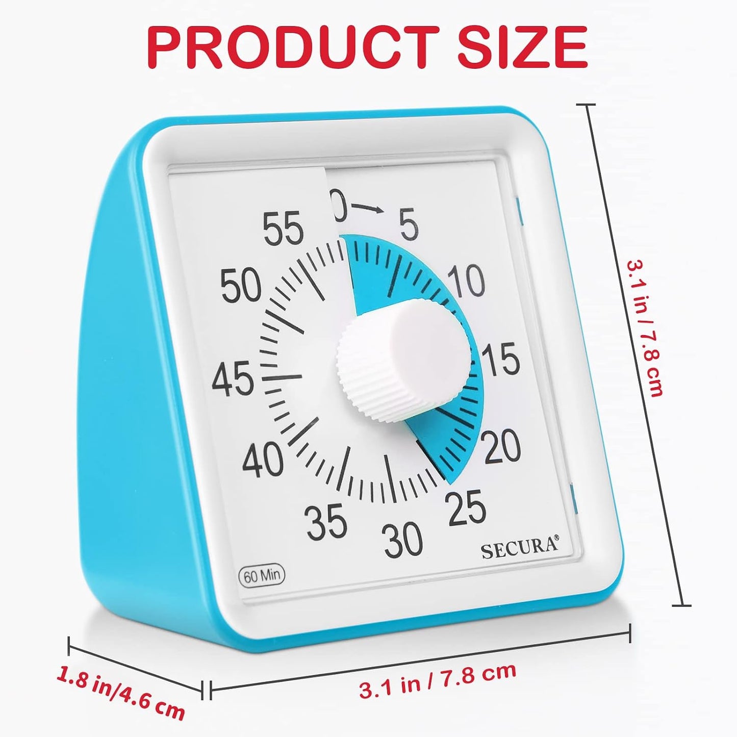 Secura 60-Minute Visual Timer, Classroom Timer, Countdown Timer for Kids and Adults, Time Management Tool for Teaching (Navy Blue & Navy Blue)