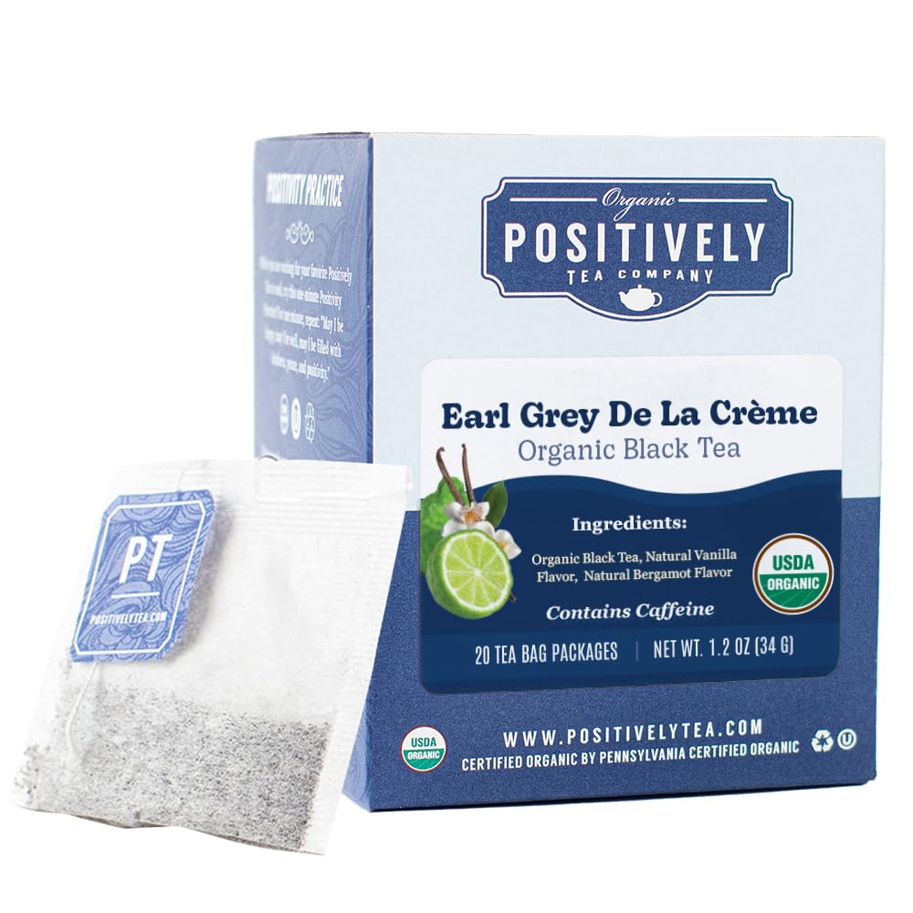Positively Tea, Organic Earl Grey De La Crème Black Tea Bags, 20 Count