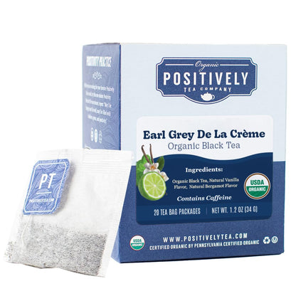 Positively Tea, Organic Earl Grey De La Crème Black Tea Bags, 20 Count