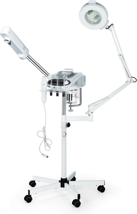 Funnylife 3 in 1 Aromatherapy Facial Steamer, 5X Magnifying LED Lamp, High Frequency Machine,Salon Spa Beauty Equipment