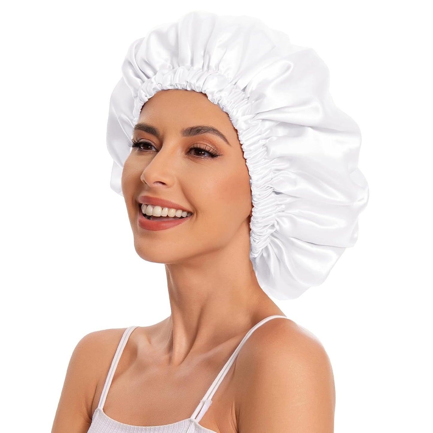 Satin Bonnet Silk Bonnet Hair Bonnet for Sleeping-Slouchy Beanie Hat Satin Sleep Cap for Women's Natural & Curly Hair(Blue Zircon)
