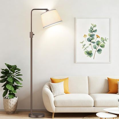 【Upgraded】 Dimmable Floor Lamp, 1000 Lumens LED Edison Bulb Included, Arc Floor Lamps for Living Room Modern Standing Lamp with Linen Shade, Tall Lamp for Bedroom Office Dining Room- Black