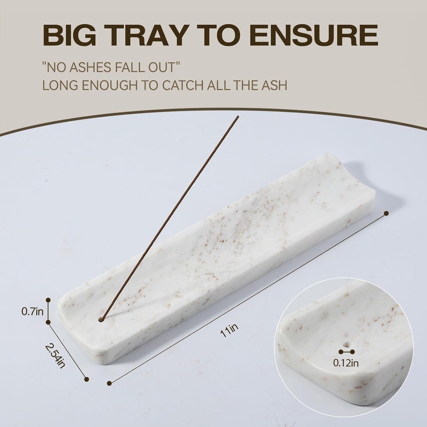 Koville Marble Incense Holder, Incense Holder for Sticks, Incense Sticks Holder Ash Catcher for Meditation Yoga SPA, Natural Stone Incense Burner, Home Table Decor (Grey)