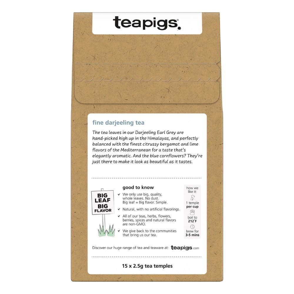 Teapigs, Tea Darjeeling Earl Grey, 15 Count