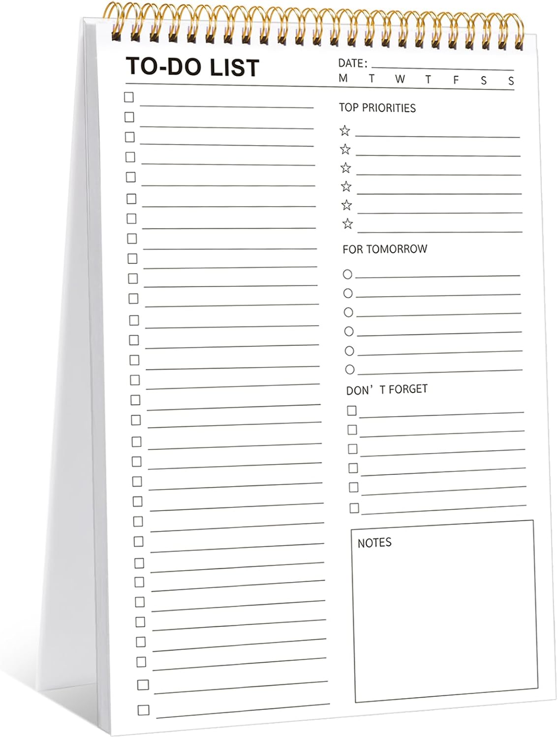 to Do List Notepad, Undated Daily Planner, 120 Pages, 6.7 x 9.8 in | 100 GSM FSC Paper, Plastic Cover, Spiral Bound, Tear-Off Pages, Task Checklist Layout For Home Office School Supplies