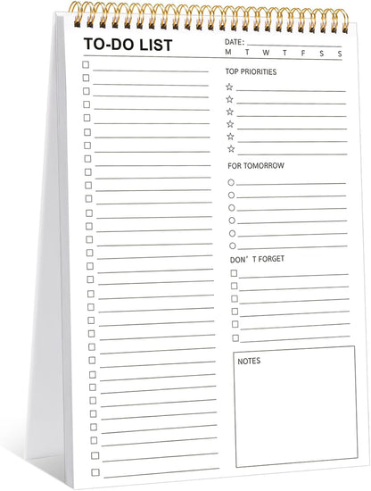 to Do List Notepad, Undated Daily Planner, 120 Pages, 6.7 x 9.8 in | 100 GSM FSC Paper, Plastic Cover, Spiral Bound, Tear-Off Pages, Task Checklist Layout For Home Office School Supplies