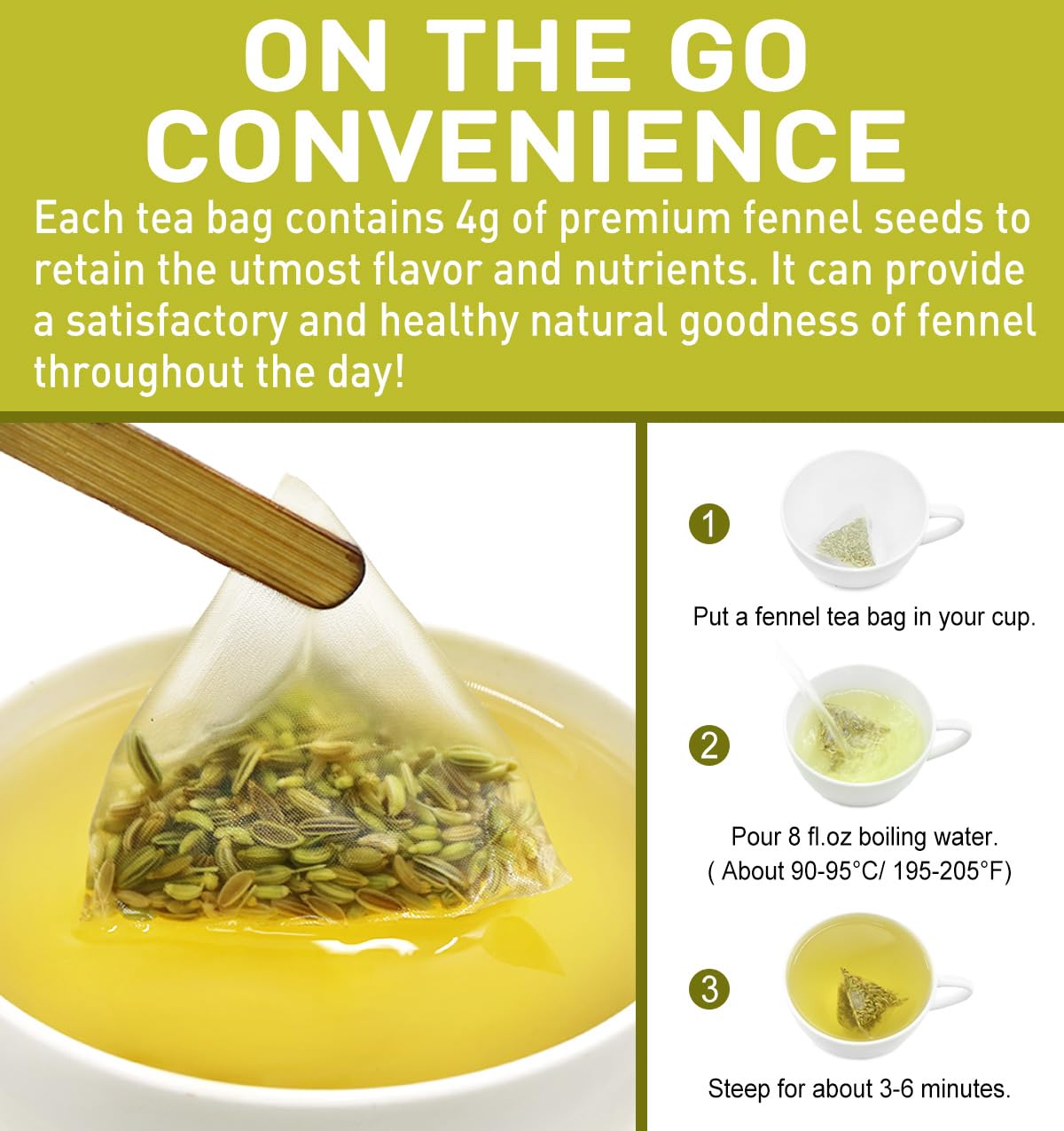 Olvvla - Fennel Tea Bags - 4g X 50 Count - Pure Whole Fennel Seeds