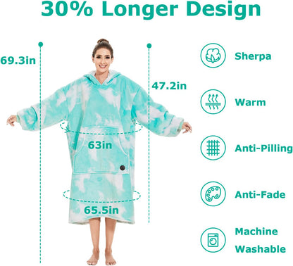 THREE POODLE Wearable Blanket Hoodie for Women, Oversized Sherpa Sweatshirt Blanket for Adults Men, Cozy Hooded Blankets, Gifts for Teen Girls Women Mom Sister