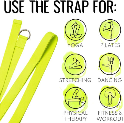 TECEUM 2 IN 1 Yoga & Mat Strap for Stretching – Cotton – 6/8/10 ft