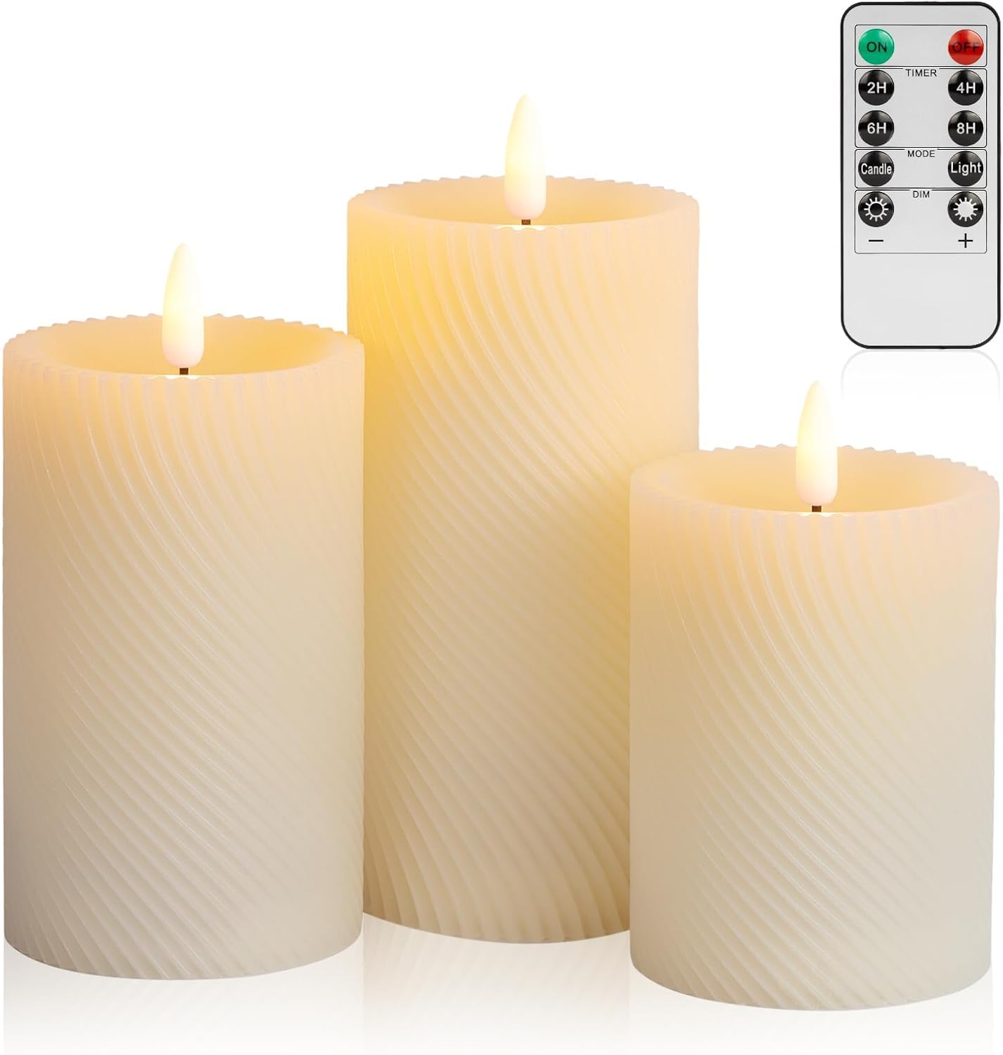 ANGELLOONG Flickering Flameless Candles, Realistic Battery Operated Candles with Remote and Timer, Set of 3 LED Candles for Fall Room Home Wedding Decor Centerpieces Table Party Christmas Decorations