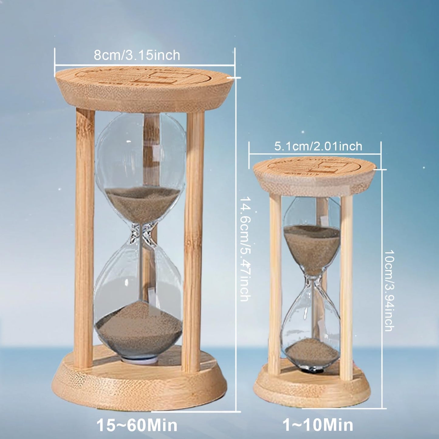 Hourglass 15 Minute,Wood Sand Timer 15 Min, Unbreakable Sandglass,Sand Watch for Study,Yoga,Cooking,Desk Decor & Gift,White
