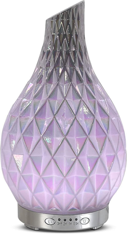 MAXWINER Essential Oil Diffusers Ultrasonic 3D Glass Aromatherapy Diffuser, Auto Shut-Off, Timer Setting, 7 Colors LED Lights Changing for Home, Office, Spa 120ml