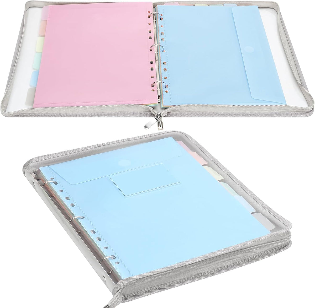 Uquelic Document Organizer, Soft PVC 3 Ring Binder with 12 Pockets