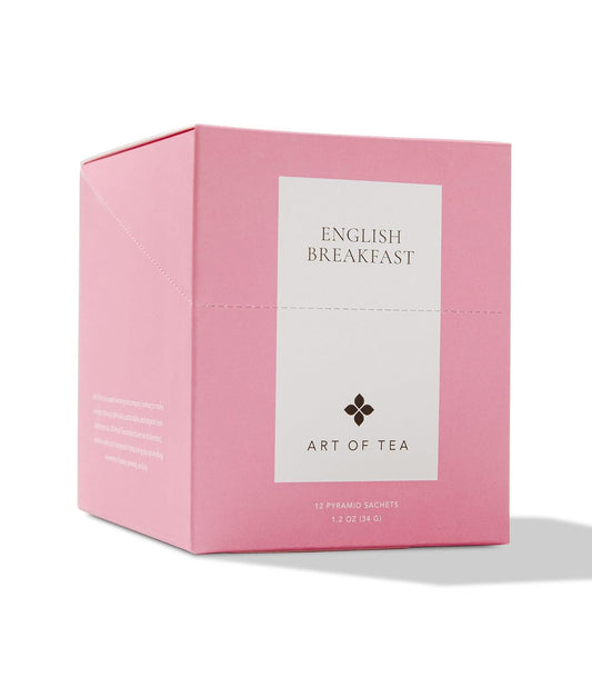 Art of Tea Organic English Breakfast Tea Bags,12 Count Premium Pyramid Sachets, Whole Leaf Black Tea, Smooth Malty Breakfast Tea, Caffeinated Organic Black Tea