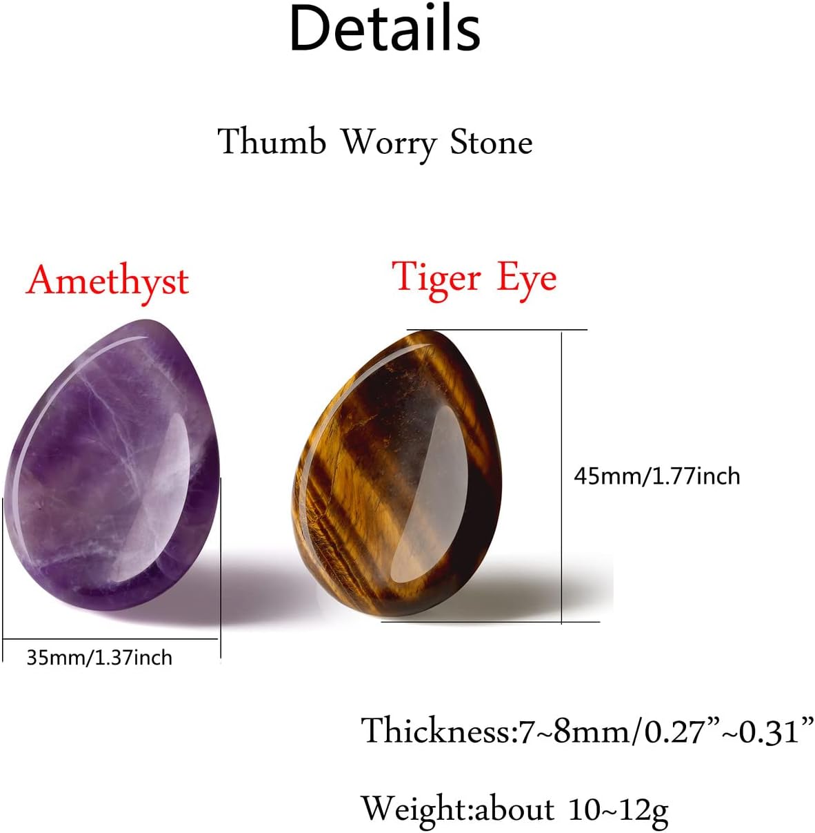 YATOJUZI Thumb Worry Stones for Anxiety Stress Relief Items Healing Crystals Natural Amethyst Rose Quartz Crystal Palm Pocket Stone Gemstones Meditation Reiki Spiritual Gifts for Women Men 2PCS