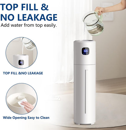 Akeshan Large Humidifiers for Bedroom, 9L/2.5Gal Ultrasonic Cool Mist Humidifier, Top Fill Easy Clean with 350ML/H Large Mist Speed, Quiet, Suitable for Kids Room Plant Yoga Office Study Room Living