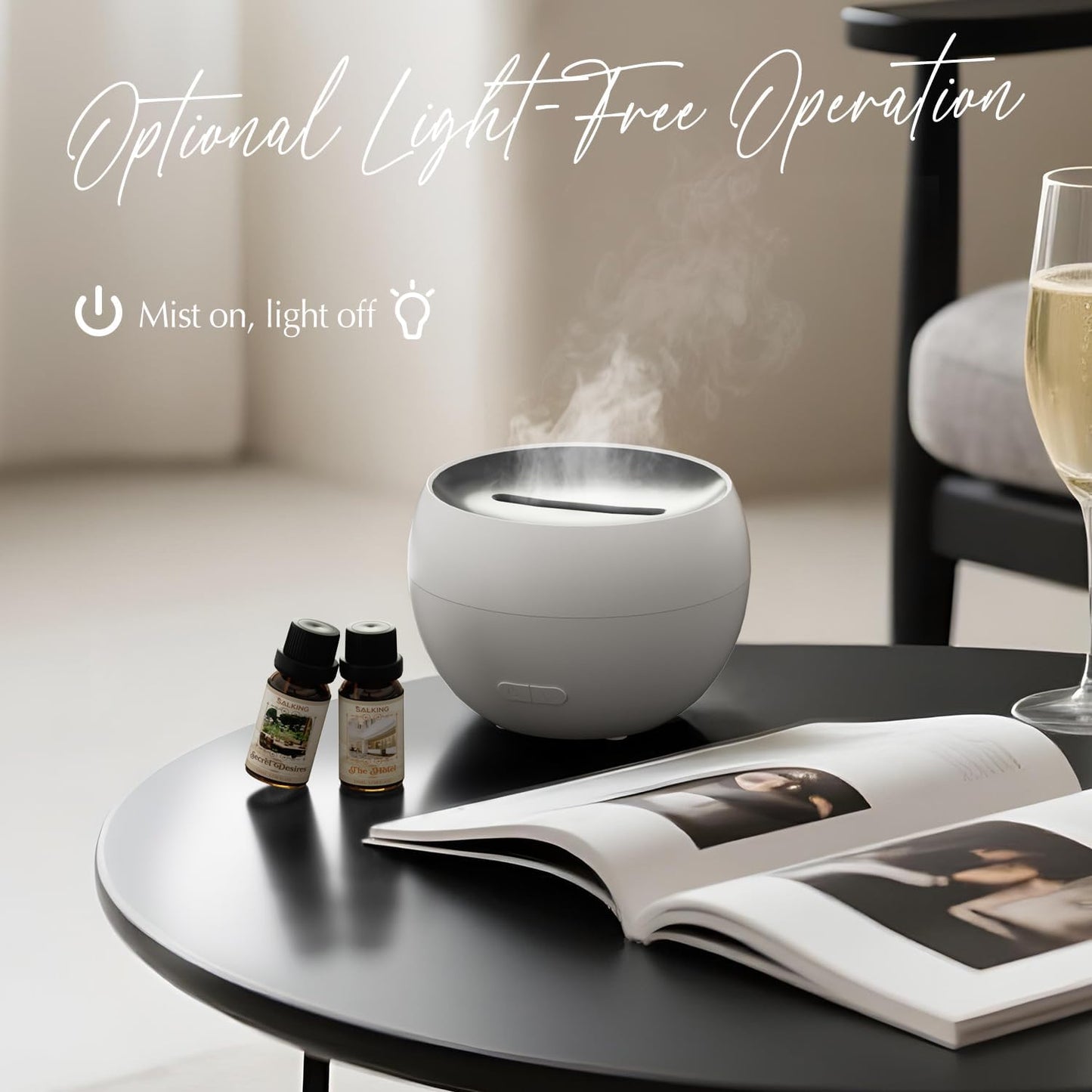 SALKING 2 Pack Flame Essential Oil Diffusers for Home, 150ml Fire Ultrasonic Diffusers for Essential Oils, Aromatherapy Diffuser with Auto-Off Function for Home, Office, Bedroom, Gift (White & Black)