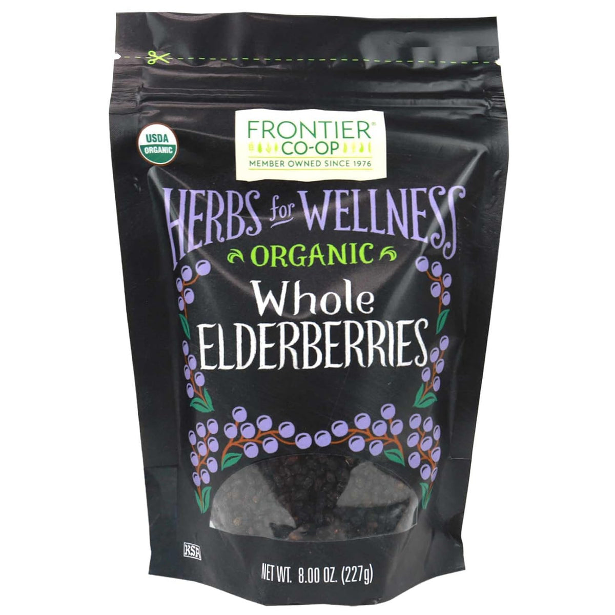 Frontier Elderberries, Whole, Organic, 8 Ounce