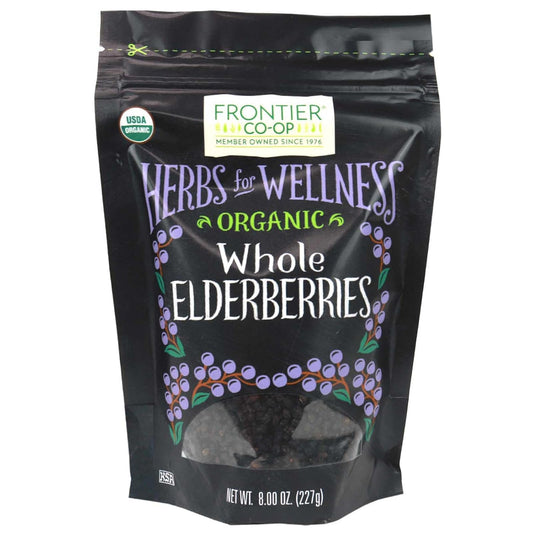 Frontier Elderberries, Whole, Organic, 8 Ounce