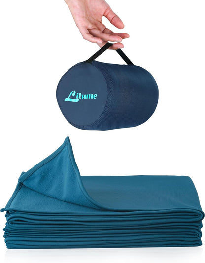 Litume Travel Blanket Lightweight and Breathable, 67 x 48 in Soft Airplane Flight Blanket for Travelers, Foldable Camping Sheet with Stuff Sack for Train, Camp, backpacking, office, home (Velvet E650)
