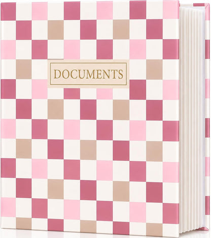 Important Document Organizer Folder Binder Checkered, Green