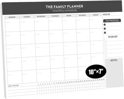 Monthly Planner Notepad - 52 Pages of Blank Calendar Sheets, Undated Planner for Organizing Tasks & Scheduling, Blank Calendar Design for Custom Monthly Planning, 7" x 10", Green