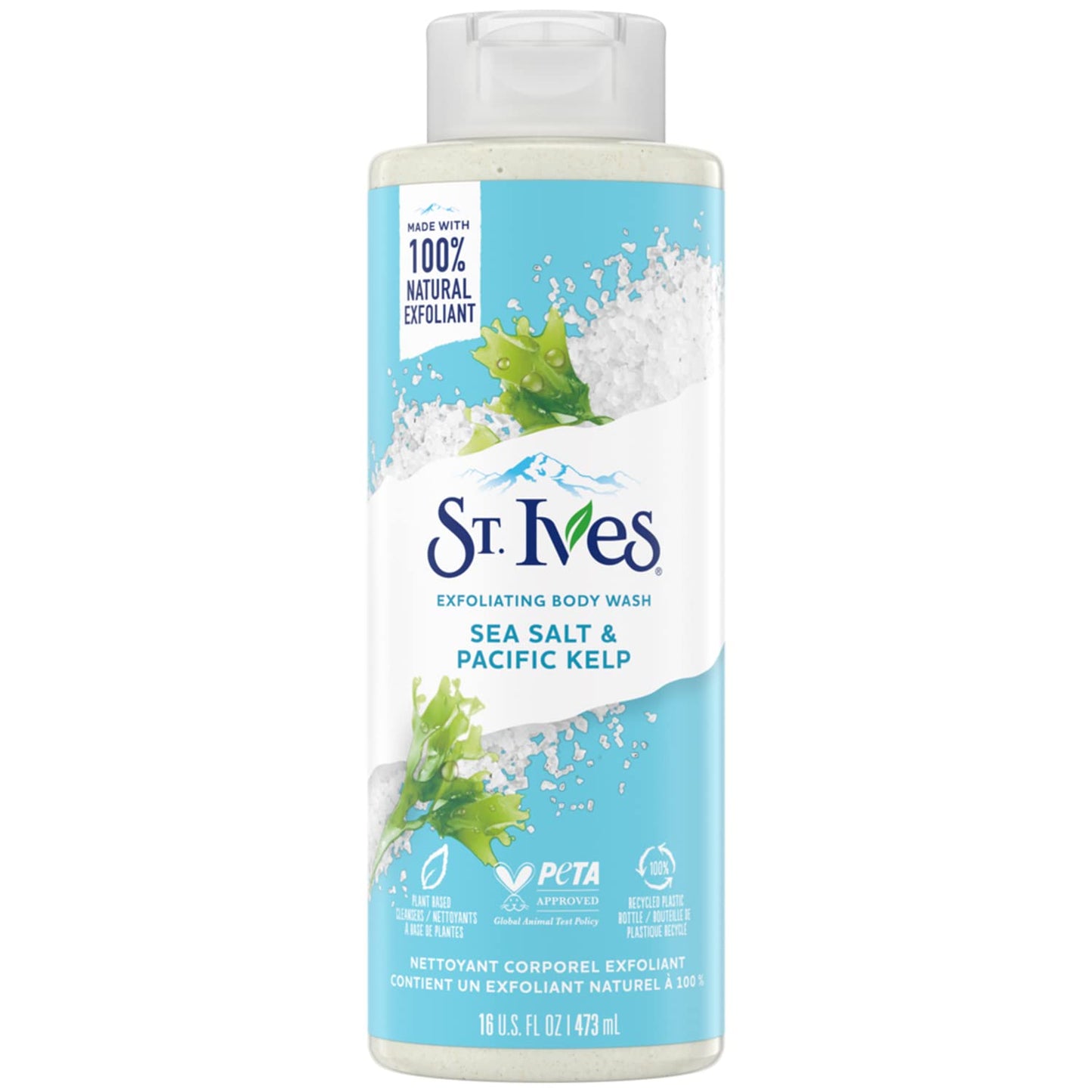 St. Ives Exfoliating Body Wash - Sea Salt & Pacific Kelp Scrub, Natural Body Wash, Body Soap, or Hand Soap with Plant-Based Exfoliants for Glowing Skin, 16 Oz Ea (Pack of 3)