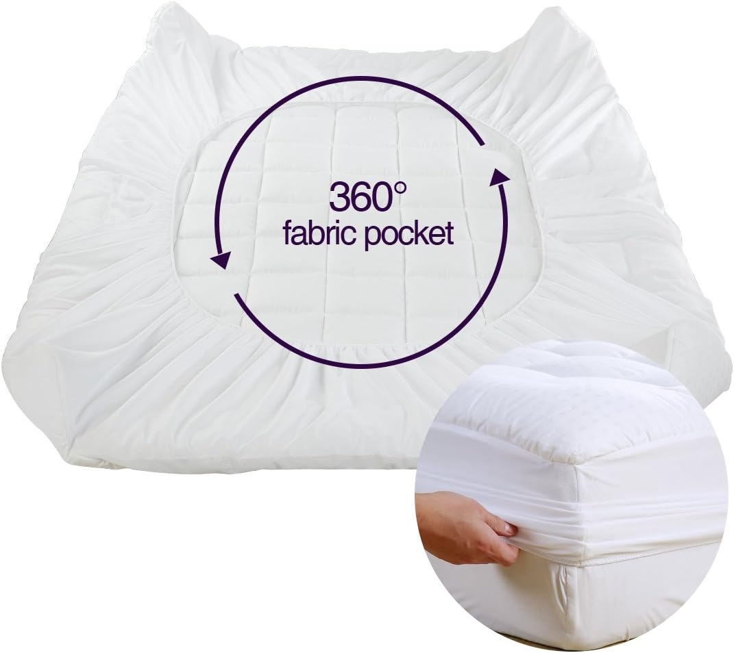 EASELAND Queen Size Mattress Pad Pillow Top Mattress Cover Quilted Fitted Mattress Protector Cotton Top Stretches up 8-21" Deep Pocket Cooling Mattress Topper (60x80 inch, White)