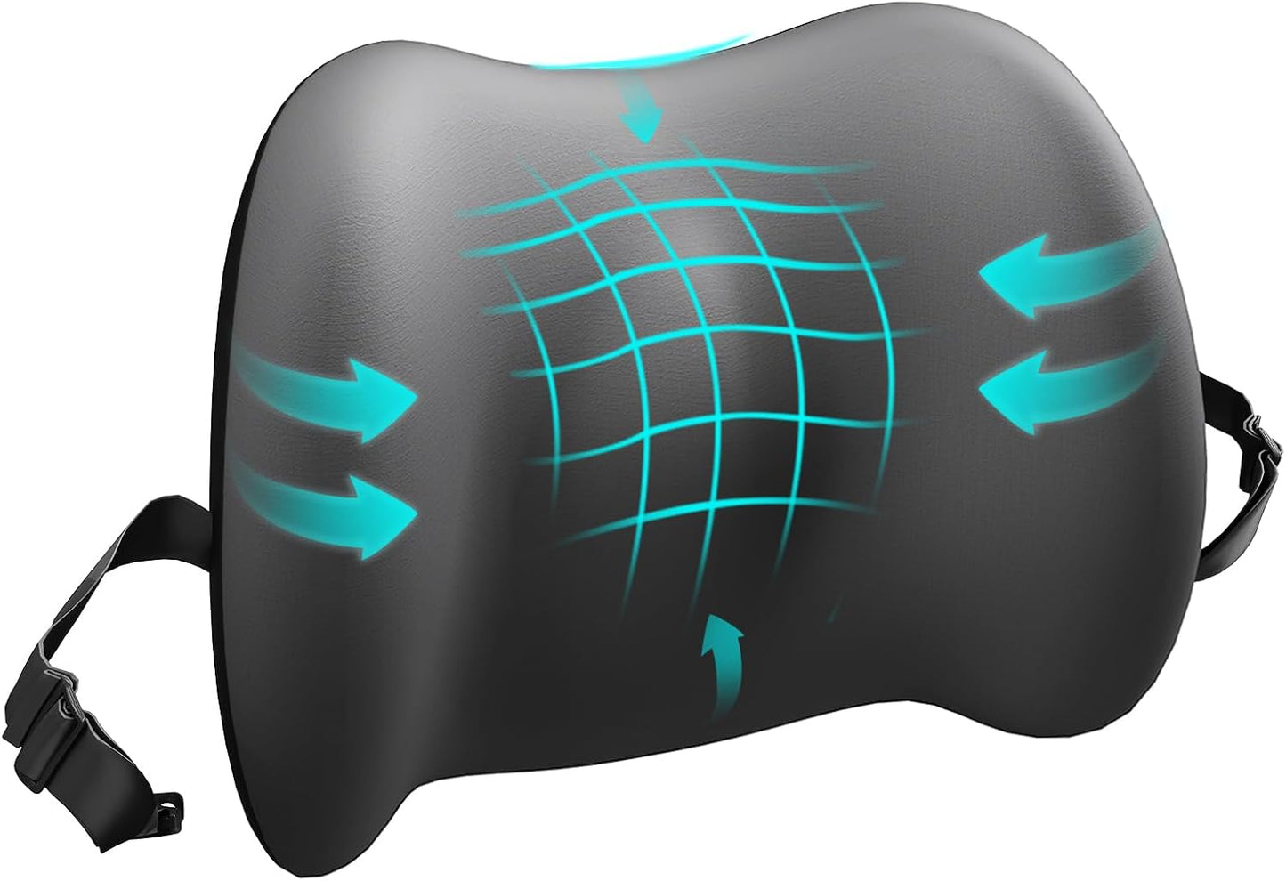 Lumbar Support Pillow for Office Chair, Car Lumbar Pillow Lower Back Pain Relief, Memory Foam Back Cushion with 4D Mesh Cover and Adjustable Straps, Ergonomic Chair Back Pillow for Car,Bed, Gaming