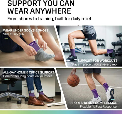 Modvel Foot & Ankle Brace Socks for Sprained Ankle Compression Sleeve - Foot Support for Women & Men - Tendonitis & Arthritis Ankle Brace Sports Running, Torn Ligaments & Women Stabilizing Ankle Wrap