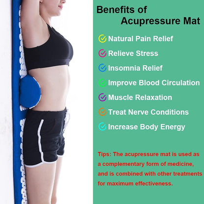 XiaoMaGe Acupressure Mat and Pillow Set with Bag - Extra Long Acupuncture Mat for Neck & Back Pain Relief- Naturally Relaxation Gift for Women - Stress Relief Massage Mat (Black)