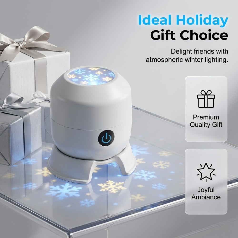 2026 Upgrade Dynamic Rotating LED Projector Light, USB Rechargeable LED Light Projector, 3D Wave Light Effect & Adjustable Brightness, (Ocean)