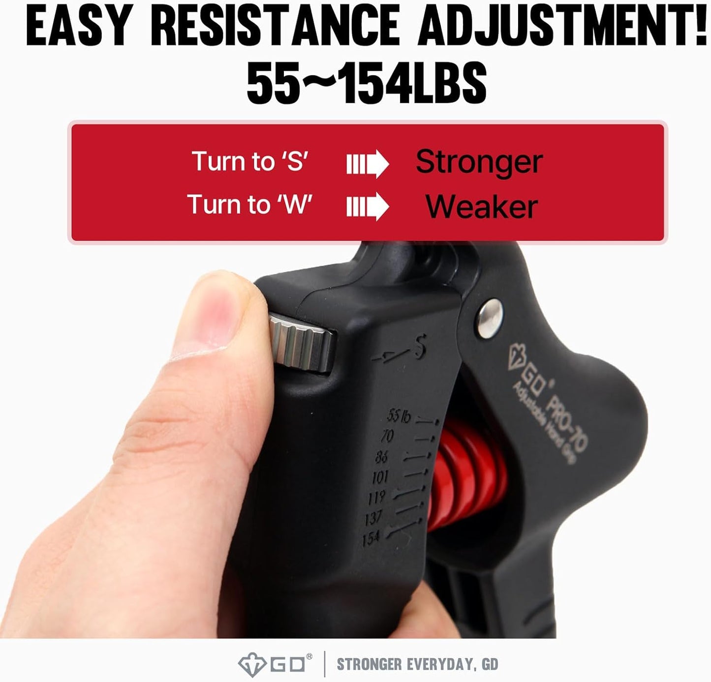 GD Grip Strength Trainer (Premium Adjustable Grip Strengthener for Forearm Training) Wrist and Forearm Strengthener