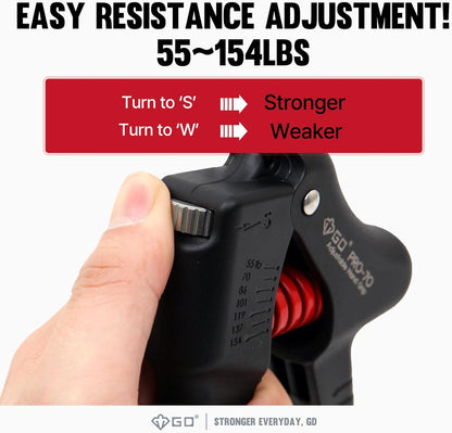 GD Grip Strength Trainer (Premium Adjustable Grip Strengthener for Forearm Training) Wrist and Forearm Strengthener