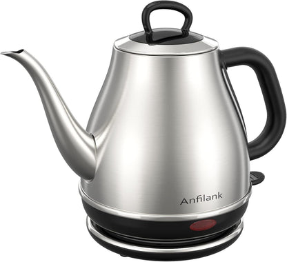 Anfilank Electric Gooseneck Kettle, 1L 1500WFast Boil, 100% Stainless Steel BPA Free Pour-Over Coffee & Tea Kettle,Water Boiler with Auto Shut & Boil-Dry Protectio,Green