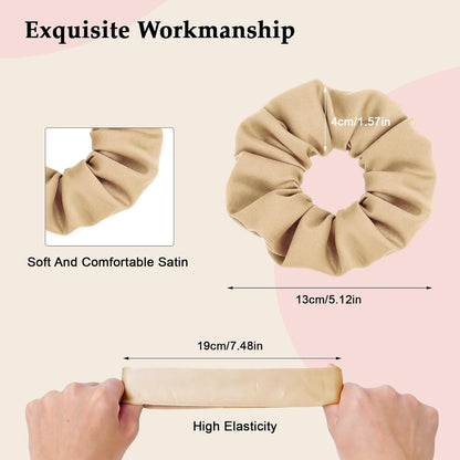 Satin Scrunchies for Women – 8PCS Blush & Brown Silk Hair Ties Set – No Crease, Frizz-Free, Gentle Elastic Hair Bands, Soft & Stylish Everyday Hair Accessories Gifts