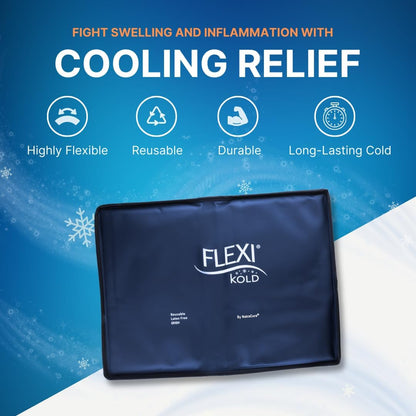 2 FlexiKold Gel Ice Packs (Standard Large: 10.5" x 14.5") - Reusable Cold Pack for Injuries, for Back Pain Relief, Migraine Relief Pad, After Surgery, Postpartum, Headache, Shoulder - 6300-COLD 2PK